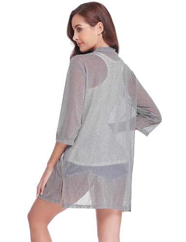 Image of iClosam Women Casual 3 /4 Sleeve Sheer Open Front Cardigan Sweater Kimono