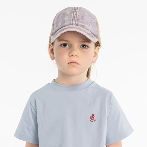 C.C Kids Criss-Cross Elastic Band Stone Washed Denim Baseball Pony Cap for Kids (KIDS-BT-1009)3
