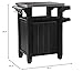 Keter Unity Small 40 Gallon Grill Prep Table and Storage Cart, Grey – BBQ Station with Wheels and Stainless Steel Top, Portable Serving Stand for Patio, Deck, and Backyard