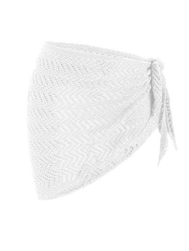 Image of ZAFUL Sarong Coverups for Women Beach Vacation Fishnet See Thru Tie Side Bathing Suit Cover Up Mini Skirt