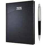 generico Agenda 2026 giornaliera A5 21x15 cm multilingua cover cartone, copertina rigida colore casuale (Nero)