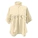 Peplum Tops for Women Puff Sleeve V Neck Blouse Tuckernuck Dressy Casual Pleated Loose Fit Shirts Fall Tees (Beige, M)