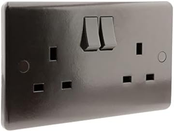 Art Deco Emporium Double Wall Socket in Vintage Period Style Bakelite Dark Brown Part of the New eXalt V2.0 Brand. Standard UK 13amp Double Plug Socket; plug sockets; electric sockets; 2Gang