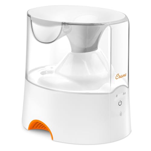 Crane Warm Mist Humidifier, Warm Mist Humidifiers For Bedroom, 1.9L Tank, Vaporizer For Congestion, Steam Humidifier, Humidifiers For Bedroom Warm Mist, Bedside Humidifier, Vapor Pad Included by Crane - Used condition - US$31.67