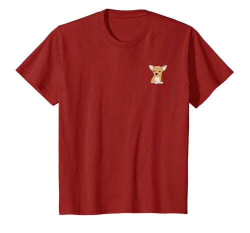 Cute Chihuahua Dog in Pocket Funny Chihuahua T-Shirt, Youth, Cranberry Red, 3T
