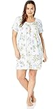 Karen Neuburger Women's Pajama Short Sleeve Pj Sleepdress, Multi Yellow/Pink/Green Floral Light Blue, Small