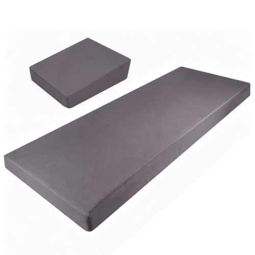 Rufvnel Waterproof Sauna Seat Mat 3 Inch Heat Insulation Bench Cushion with Zipper Cover, Indoor Shower & Outdoor Spa Accessories (Gray)