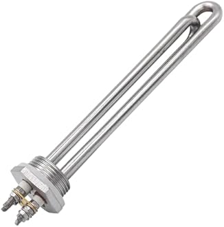 DERNORD 12V 600W Immersion Heater Submersible Water Heater Element Stainless Steel Heating Element with 1 Inch NPSM Fitting Double U Type