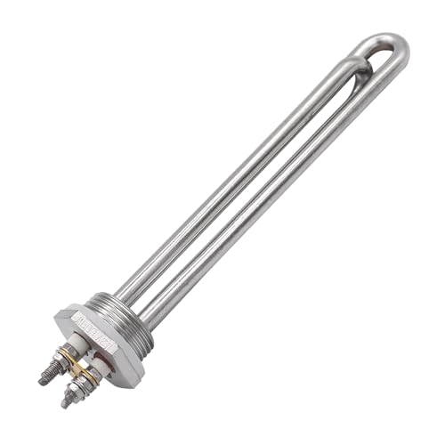 DERNORD 12V 600W Immersion Heater Submersible Water Heater Element Stainless Steel Heating Element with 1 Inch NPSM Fitting Double U Type