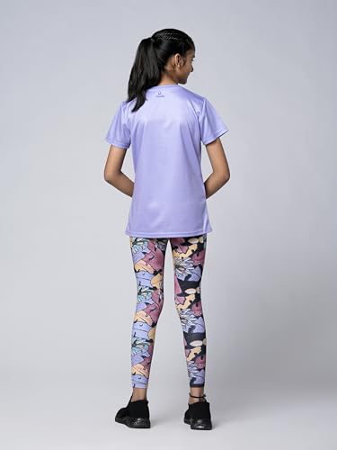 Image of Girls Active Sports Wear Solid Skinny Fit Leggings and T-shirt Polyester Set /Sets For Multi-Sports Gym Yoga Dance Gymnastics & Running(4 TO 14 YRS)