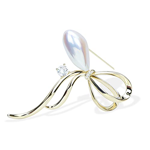 Image of Elegant Love Bow Brooch Micro Pave Cubic Zirconia Bowknot Wedding Bride Mother Brooch Pin Ribbon Shape Jewelry Brooch Breastpin