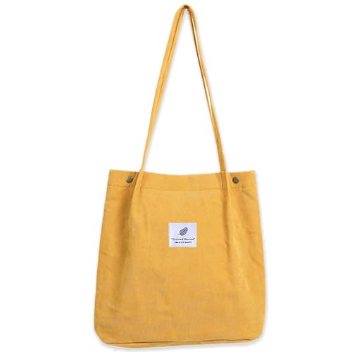 Bikasun Tote Bag Bolsa Compra Bolsa de Pana Grande para Mujer Bolsas de Bolsas para Compras Colegio Trabajar Viajar Bolsos Shopper Tela Bolsa de Playa Tela Bolso de Hombro, Amarillo