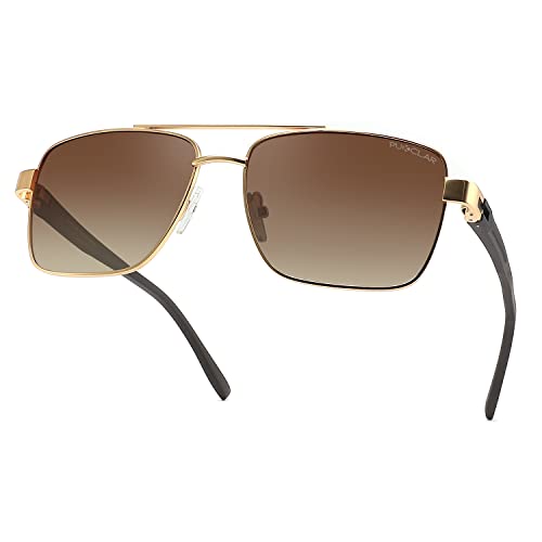 PUKCLAR Pilot - Gafas de sol polarizadas para hombre y mujer, con protección UV400 para conducción y golf, Marco dorado/Lente marrón progresiva Cover