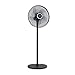 Klarstein Windflower - Ventilatore a Piantana, Rotore a 5 Pale (15"/38,5cm), 50W, 3 Velocità, Altezza Regolabile (2 Livelli), Flusso Aria: 3.090m³/h, Oscillazione Attivabile, Base Tonda, Nero