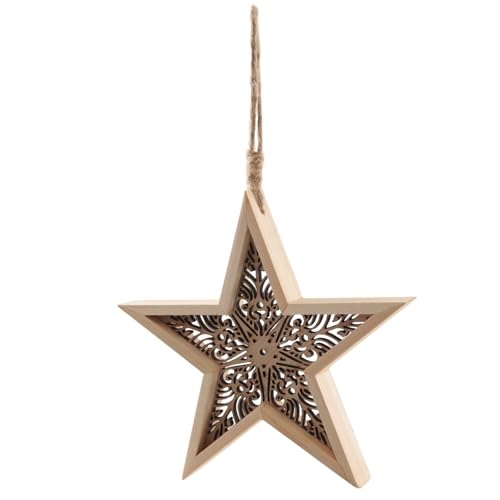 Hänger Stern Holz MDF 19,5 cm Natur Holzstern zum Aufhängen, Holzdeko...
