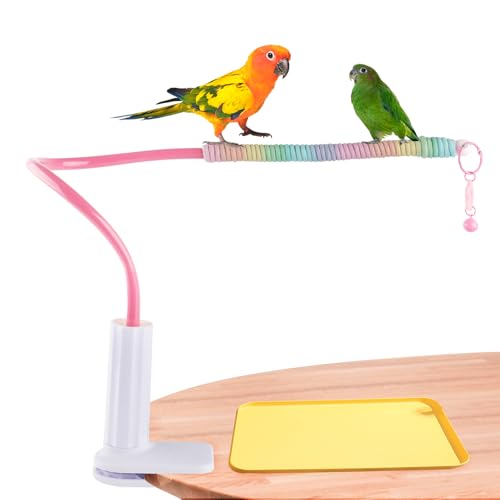 Image of Bird Perch Stand,Bendable Desktop Parrot Training Stand with Tray,Easy to Clean Bird Tabletop Platform Toy,Parakeet Playground Play Stand for Lovebirds Pigeon Budgies,Small Animals