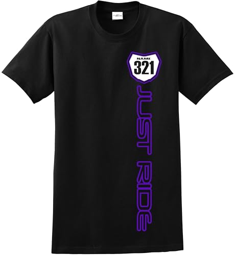 JUST RIDE Motocross Number Plate Shirt MX Moto Personalized (Medium, Purple)