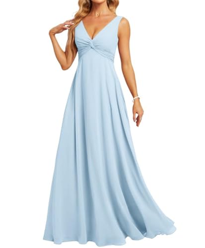 Damen Chiffon Brautjungfernkleider für Hochzeit, A-Linie, lang, formell,...