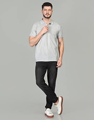 Image of INKKR Men's Solid Regular Fit T-Shirt (Polo-Sky-Orange-Pink-Grey-XXL White-RED-Royal-Yellow