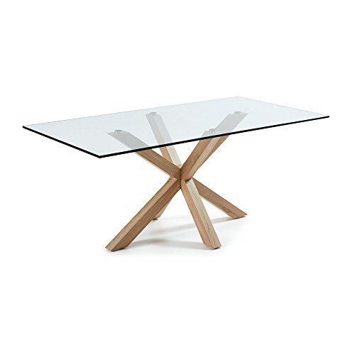 Kave Home - Table de Salle à Manger Argo rectangulaire 200 x 100 cm en Verre et Pieds en Acier