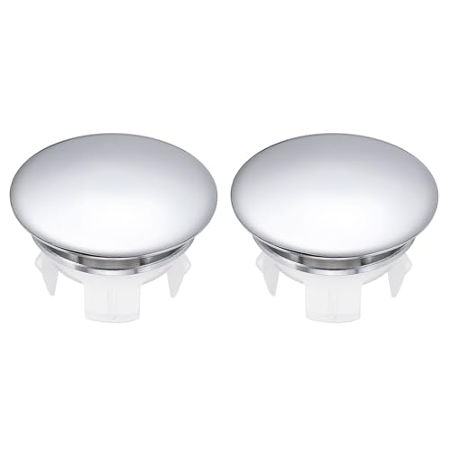 sourcing map Cubierta de desbordamiento para fregadero, 2 anillos de desbordamiento para fregadero, baño, cocina, cubeta de desagüe, inserto de agujero en tapas redondas, tono plateado