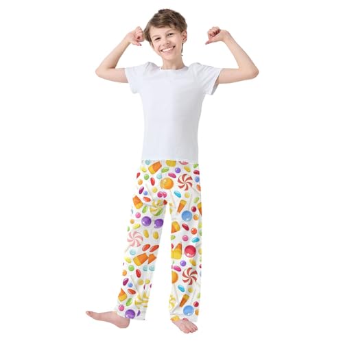 Colorful Candy Lollipop Boys Long Pants Soft Trousers Elastic Waist Kids Lounge Bottoms with Pockets S-XL2