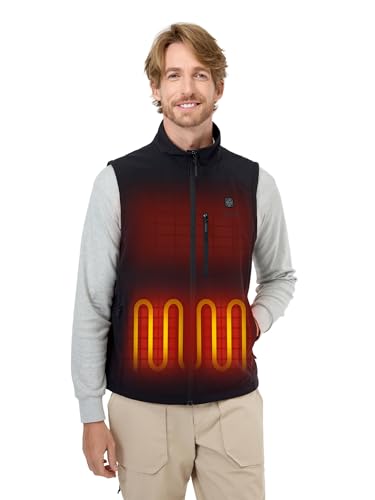 ORORO Men's Heated Softshell Vest with Battery, Soft Shell Heated Golf Vest for Men (Charger Not Included)