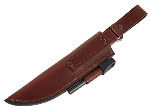 JEO-TEC Nº18 Bushcraft Survival Hunting Tactical Field Knife, 9" Overall, Stainless Steel Sandvik 12c27, Cocobolo Wooden Handle, Leather Sheath + Firesteel, Handmade