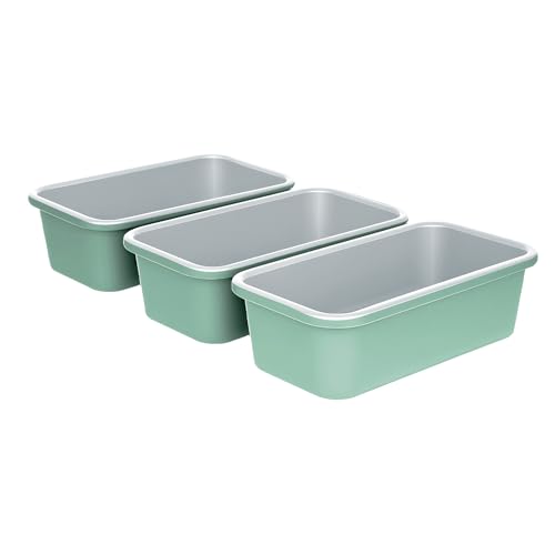 OGIBRIDI Molde Para Pan Tostado Antiadherente Molde Rectangular para Pan de Molde Bandeja para Horneat Sándwich Acero Aluminizado Verde Gris 23.1x12.9x6.7cm Set De 3 Piezas