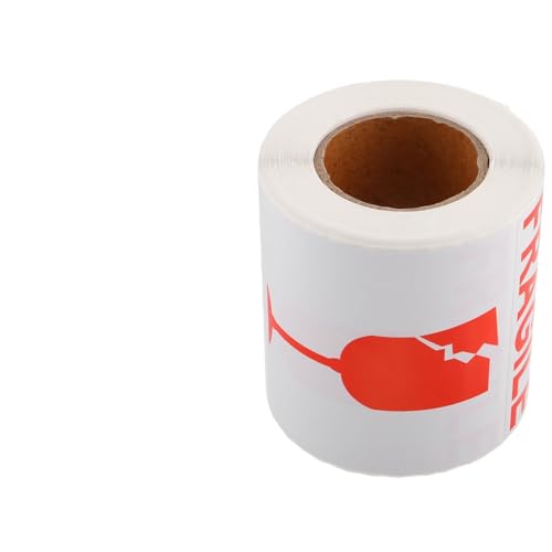 PRETYZOOM High Visibility Fragile Glass Stickers Shipping Label Tape Roll Adhesive Warning Decals for Boxes
