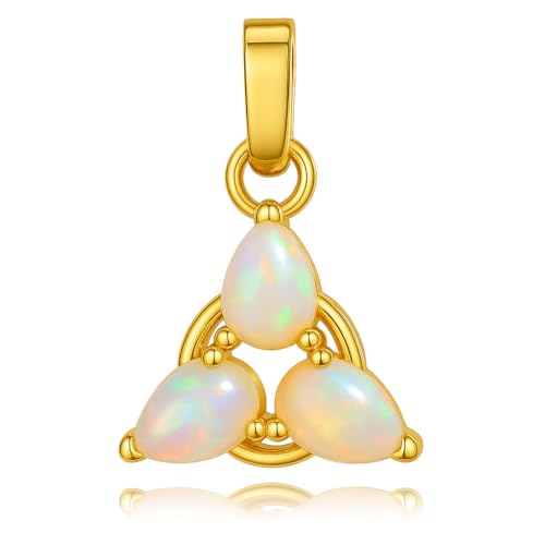 Pendentif opale éthiopienne blanche cabochon poire en argent 925 pour femme