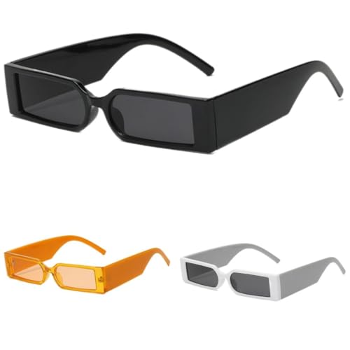 3 pieces Rectangle Fashion Sunglasses Man Hip Hop Vintage Designer Black Shades Sun Glasses Small Frame Personality UV400 Eyewear