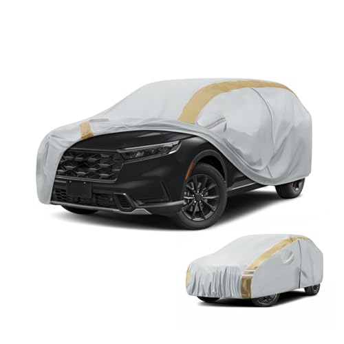 Car Cover Custom Fit for Honda CR-V(1997-2026) Waterproof All Weather for Automobiles Car Cover Heavy Duty Cover Outdoor Full Cover Sun Snow Rain UV Protection with Door Zipper Easy to Clean