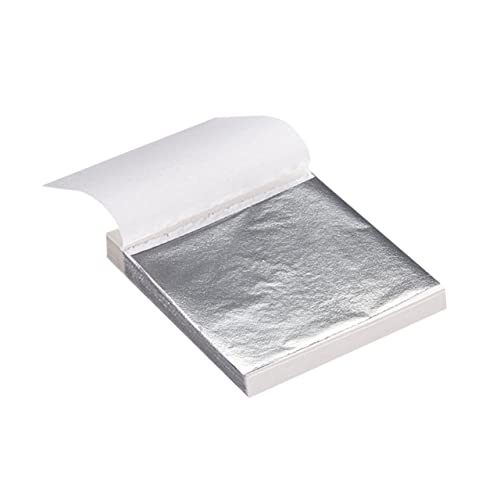 IWOWHERO Silver Foil Sheets 100 Sheets 9x9cm Imitation Leaf for Manicure Craft Decoration