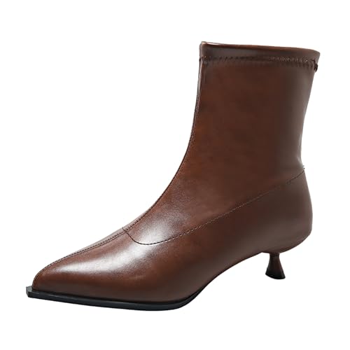 Bottines marron en cuir PU souple pour femme avec semelle plate en caoutchouc taille 39.5