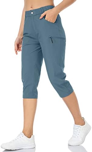 Hiking Pants for Women Lightweight Outdoor Cargo Capri for Athletic Casual with UPF 50 Quick Dry Zip Pockets Stone Blue