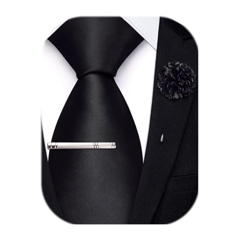 Image of Hi-Tie Men's Extra Long Solid Satin Tie Set 63 Inch /70 Inch Formal Necktie