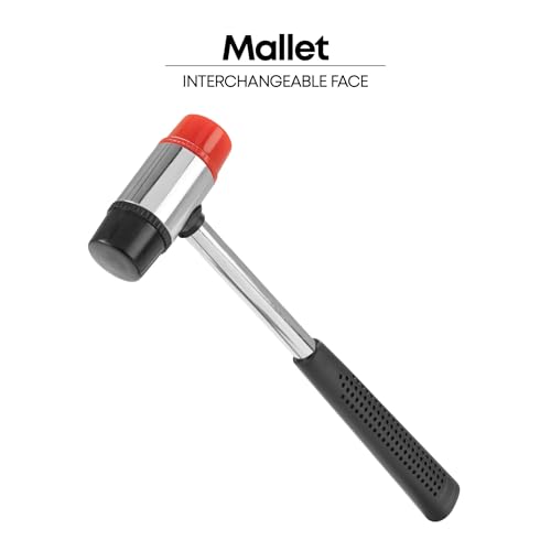 Image of GROZ Double Face Mallet with Interchangeable Heads, Plastic & Rubber Head | Steel Handle with Non-Slip Grip | | 1-inch Head Diameter | Soft Hammer | HMR /SF /25