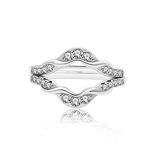 Uloveido Double Infinity Twisted Wedding Ring Guard Enhancer in Sterling Silver for Women with Cubic Zirconia Size 6-9 Y1523