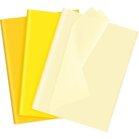 NEBURORA Assorted Yellow Tissue Paper Set 60 Sheets Gift Wrap Paper Art Paper Crafts 3 Yellow Colors for Sunflower Theme Party Decorations DIY Wedding Fall Thanksgiving Holiday Gift Packing Cover