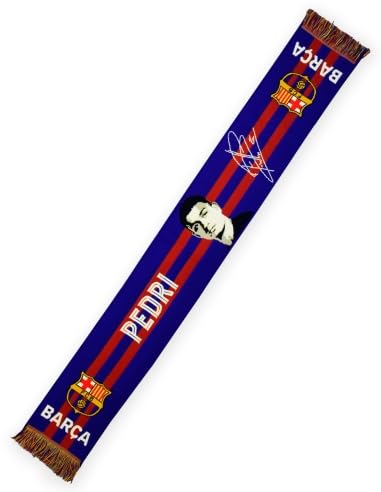 FC Barcelona Oficjalny szalik PEDRI – licencjonowany produkt z podpisem i herbem – 140 x 20 cm