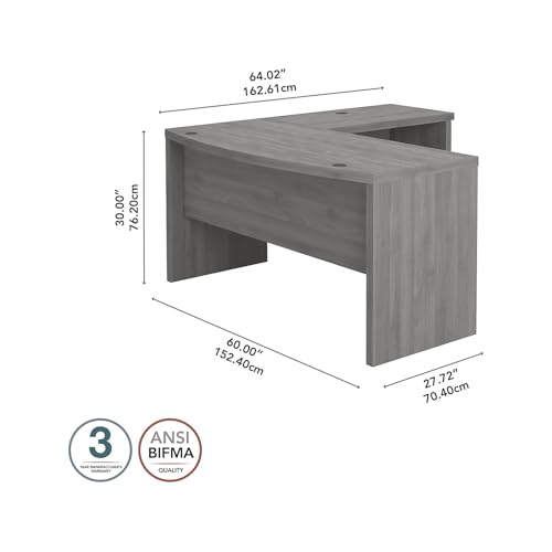 Bush Business Furniture Echo L Shaped Bow Front Office Desk in Modern Gray, Modern Computer Table for Home or Professional Workspace