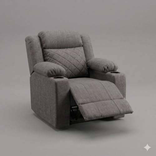 Image of Amazon Brand - Solimo Cosmo | Single Seater Sofa Recliner | Manual Recliner (Velvet Grey) | 1 Year Warranty