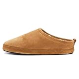 Dsevht Genuine Suede Platform Fuzzy Slippers for Women Footbed Clogs Warm Cozy Mini Boots Comfort Casual Slip-on Fall Winter Shoes for Indoor Outdoor