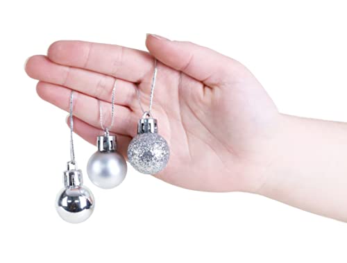 Christmas Concepts® Pack of 25-25mm (1") Mini Christmas Tree Baubles - Shiny, Matte & Glitter Decorated Baubles (Silver)