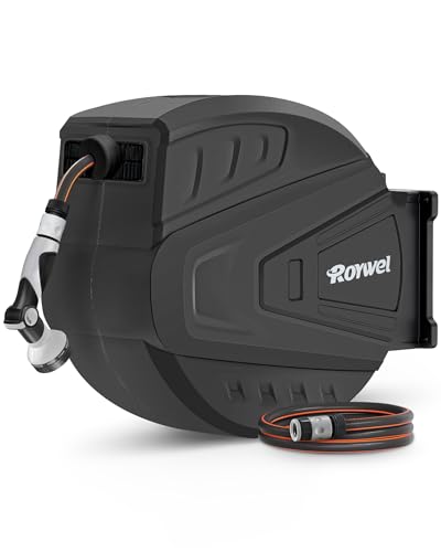 Roywel schlauchtrommel mit Gartenschlauch 20M,Wasser Schlauchtrommel zur Wandmontage,automatische Aufrollung, 180° schwenkbar Roywel schlauchtrommel mit Gartenschlauch 20M,Wasser Schlauchtrommel zur Wandmontage,automatische Aufrollung, 180° schwenkbar