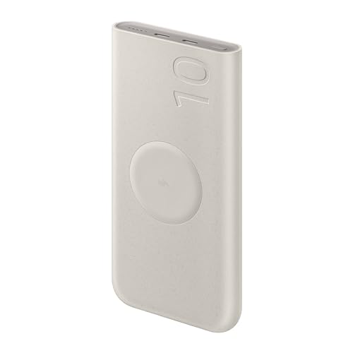 Image of SAMSUNG 25W 10,000mAh Battery Pack Wireless Charger, Super Fast Charging w / 2 Ports for Galaxy Phones, Buds and More, 3A USB-C Cable Included, 2024, US Version, EB-U2510XUEGUS. Beige