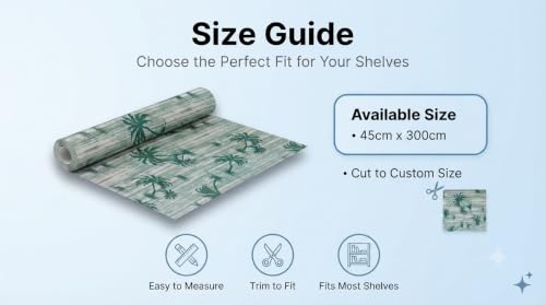 Image of Dribble (45cm X 300cm) Eva Shelf Liner Mat Roll, Non Slip Drawer & Cabinet Liner for Kitchen, Waterproof Oilproof Washable Fridge Mat, Anti Skid Multipurpose Mat (Palm Paradise Dark Green)