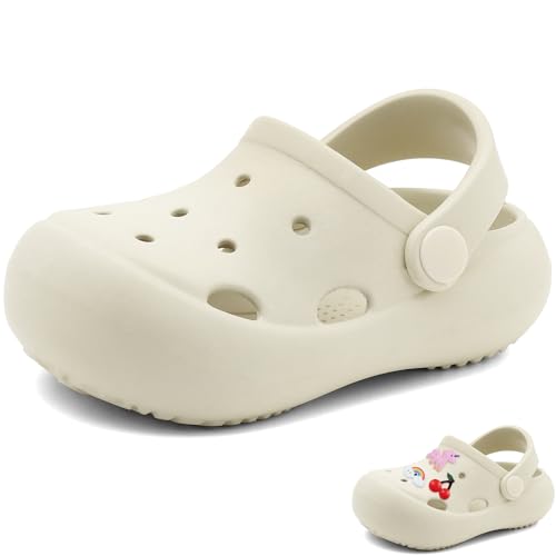 Toddler Clogs Classic Boys Girls Water Shoes Kids Slip On Sandals Children Summer Slippers Garden Beach Pool Shower Slides Beige