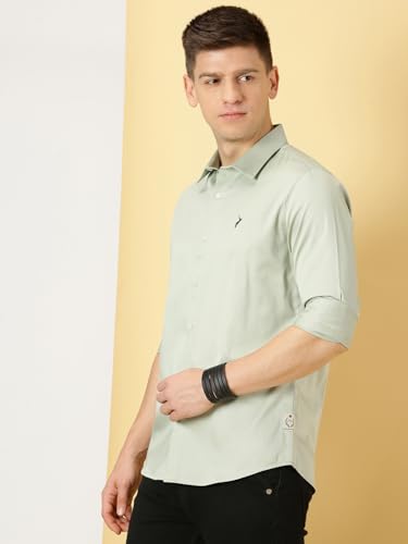 Image of Thomas Scott Men's | Solid | Full Sleeve | Slim Fit | Cotton Blend | Spread Collar | Casual Shirt
